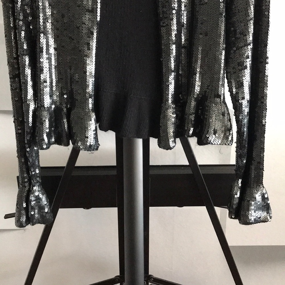 INC International Concepts Black Sequined Cardigan - Picture 5 of 7